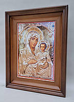 Простий строгий рівний кіот із внутрішньою дерев'яною рамою для підкладної ікони Боголиці, фото 7