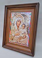 Простий строгий рівний кіот із внутрішньою дерев'яною рамою для підкладної ікони Боголиці, фото 8