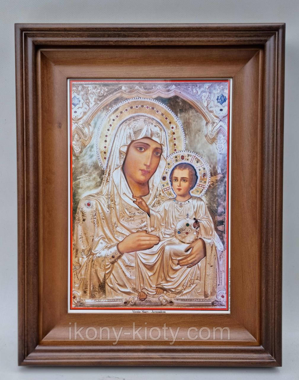 Простий строгий рівний кіот із внутрішньою дерев'яною рамою для підкладної ікони Боголиці, фото 1