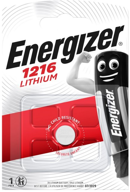 Батареї літієві CR1216 Lithium Energizer