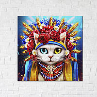 Интерьерная картина BrushMe серии Патриот "Кошка украиночка" размер S 30х30см CN53126S