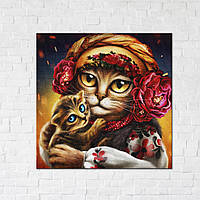 Интерьерная картина BrushMe серии Патриот "Семья котиков" размер M 40х40см CN53117M
