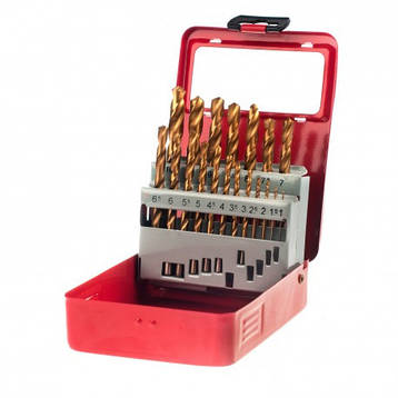 Набір свердел із титановим покриттям від 1 мм до 10 ( метал/дерево) Drillpro HSS BF, фото 1