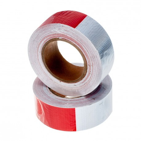 Світловідбивні наклейки стрічки червоно-біла 3D (30 метр) BF