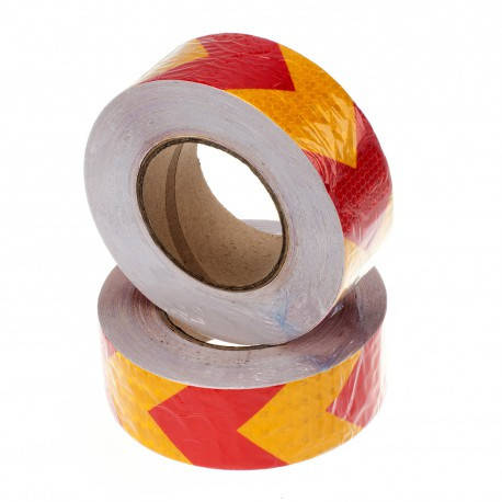 Світловідбивні наклейки стрічки червоно-жовта 3D (30 метр) BF, фото 1