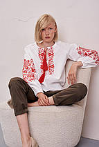 Жіноча блуза MEREZHKA  "Орнамент" червона вишивка, фото 3