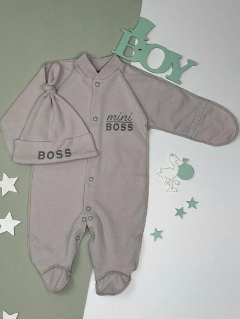 Комбінезон для малюків Mini Bos інтерлок сірий, фото 1