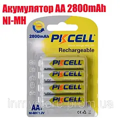 Акумулятор PKCELL 1.2 V AA 2800mAh NiMH Rechargeable Battery, 4 штуки у блістері ціна за блістер