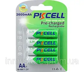 Акумулятор PKCELL 1.2V AA 2600mAh NiMH Already Charged, 4 штуки в блістері ціна за блістер