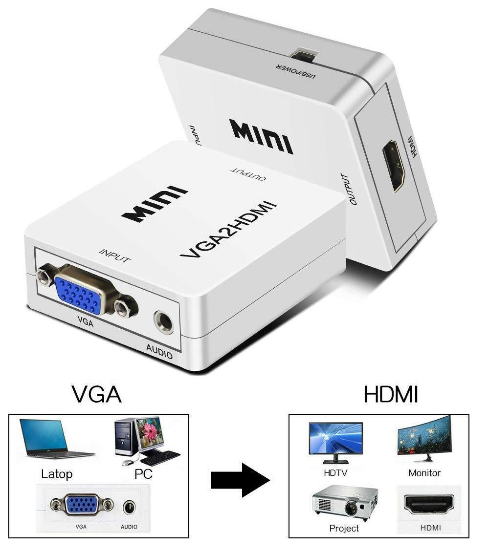 Конвертер VGA2HDMI адаптер з VGA на HDMI + аудіо 3.5мм
