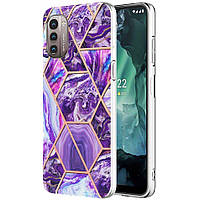 Защитный чехол Deexe Marble Pattern для Nokia G21 / G11 - Dark Purple