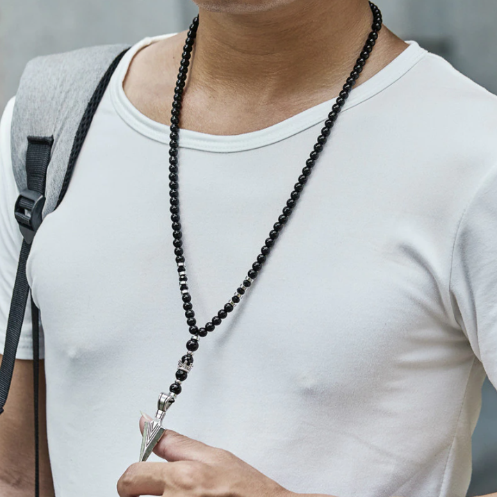 Чоловічий кулон підвіска з намистенням ARROW II на шию з медичної сталі під срібло