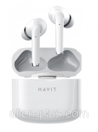Навушники-гарнітура внутрішньоканальні (вакуумні) бездротові Bluetooth HAVIT TW966, white, with charger