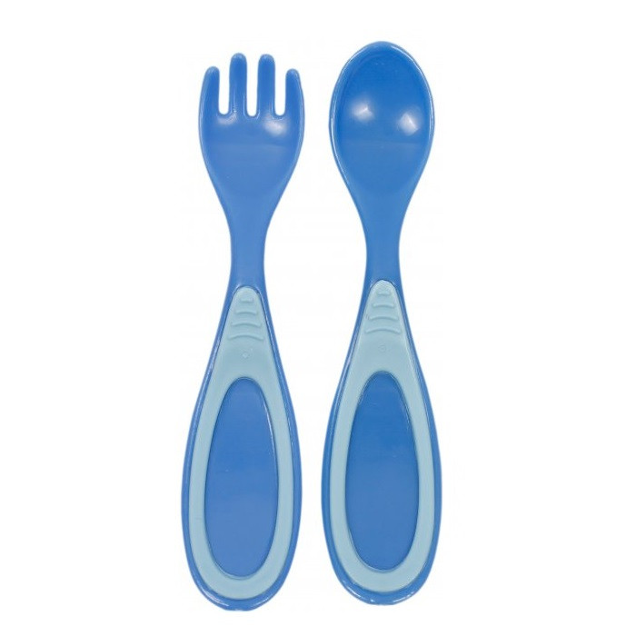 Ложка і вилка для годування, синій Lindo LI 806 (8850213608058)