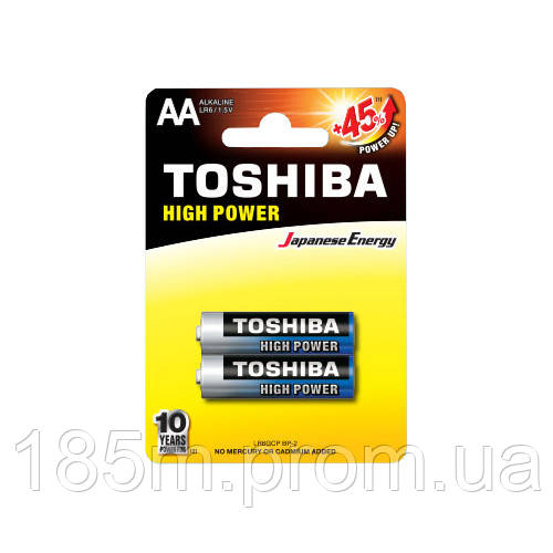 Батарейка TOSHIBA LR6 AA HP ALKALINE blist 2 - фото 1 - id-p1623639265