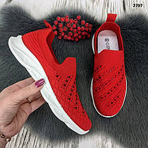 Жіночі червоні кросівки мокасини зі стразами на білій підошві весняно-літні Гіпаніс Україна, фото 3