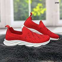 Жіночі червоні кросівки мокасини зі стразами на білій підошві весняно-літні Гіпаніс Україна, фото 5