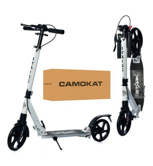 Самокат двоколісний iTrike Scooter алюмінієвий складний білий з ручним гальмом