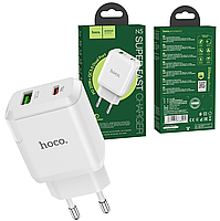 Зарядное устройство для телефона с быстрой зарядкой HOCO N5 Favor PD 20W QC 3.0 USB-A/USB-C White