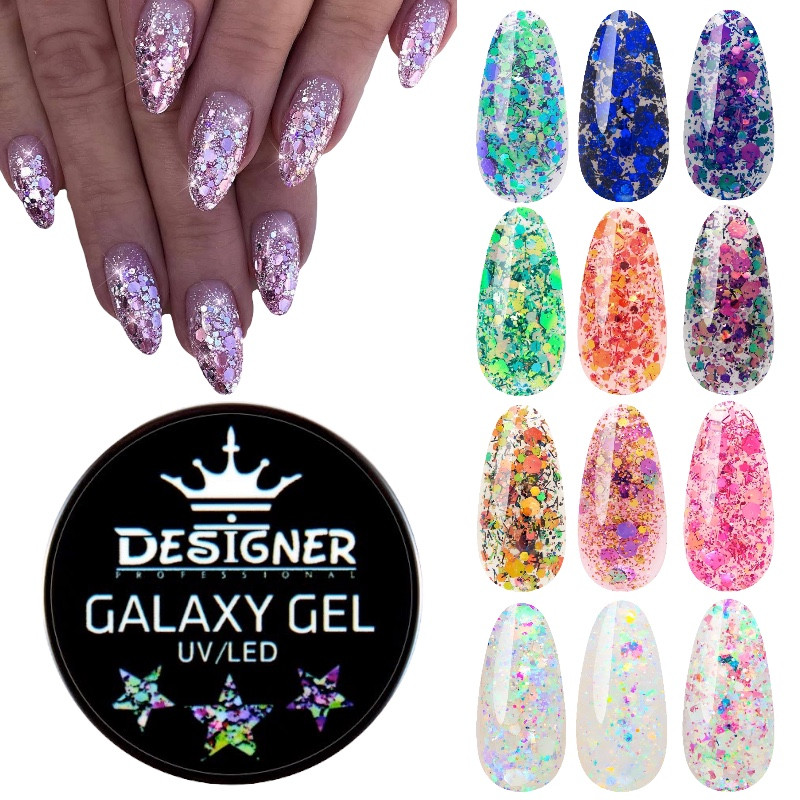 Глітерний гель Galaxy Gel (Дизайнер Професіонал) із блискітками, 10 мл.