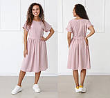 ✅ Жіноче красиве літнє модне плаття міді легке з короткими рукавами, романтичний стиль (Норма і батал), фото 3