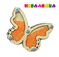 Заготовка для Бізікубіка Помаранчевий Метелик з Мікробісером 5 см Дерев'яна Крутилка для Бізіборду