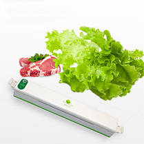 Вакууматор (вакуумний пакувальник) для продуктів Stenson TL00160, 34х5,5х4,5 см, білий з зеленим, фото 5