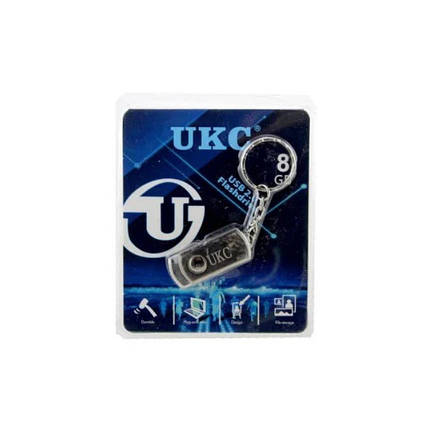 Флешка на 8 Гб UKC USB Flash Card, поворотний корпус, срібляста, фото 3