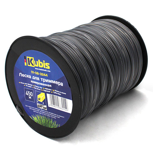 Жилка для тримера 2.4 мм 450 м армована квадрат бухта Kubis 01-08-3244, фото 1