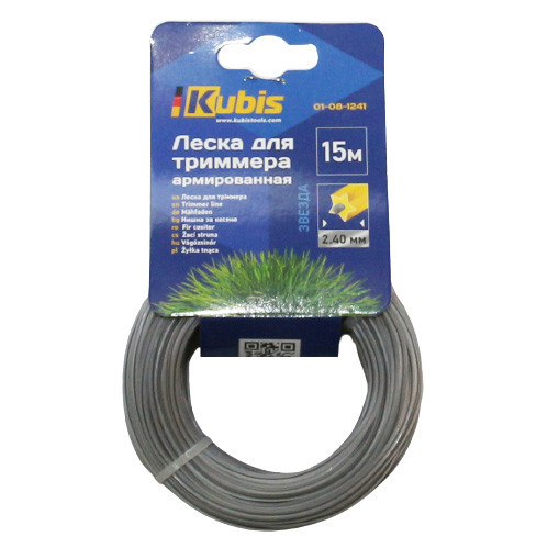 Жилка для тримера 2.4 мм 15 м армована зірка Kubis 01-08-1241