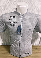 Льняная рубашка с коротким рукавом Black Stone стойка воротник