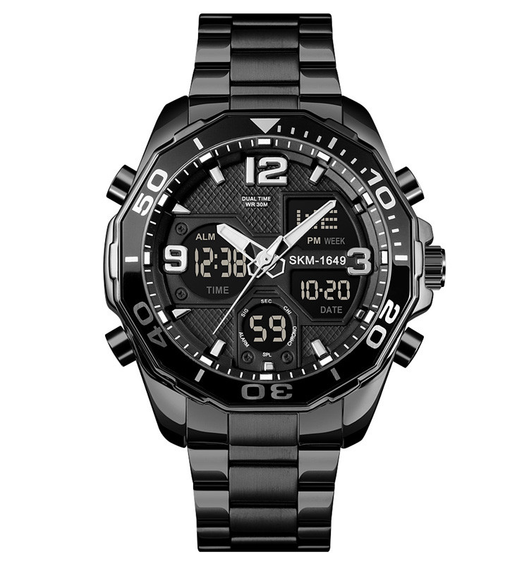 Skmei 1649 чоловічий чорний наручний годинник, фото 1