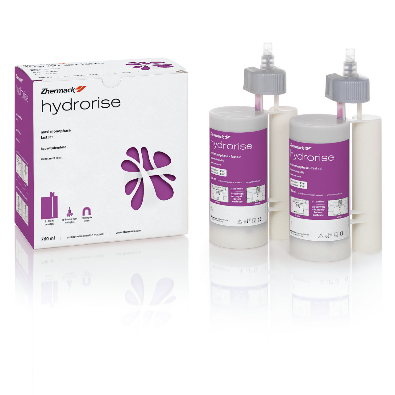 Hydrorise maxi monophase normal, машинне замішування, А-силікон, 2*380 мл + 15 нас.