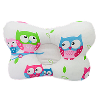 Детская ортопедическая бабочка подушка для новорожденного до 1 года MinkyHome Совы 18*30см