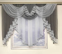 Оформлення вікон тюлями, гардини для кухні, тюлі в дитячу кімнату ALBO Сірий (KU-178-35)