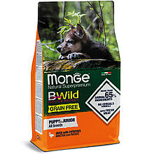 Беззерновий сухий корм для цуценят 2,5 кг MONGE DOG BWILD GR.FREE Puppy & Junior качка