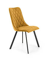 Жовтий стілець K450 (гірчичний) тканина оксамит (Halmar)