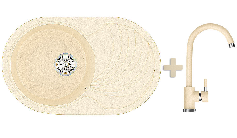 Комплект: мийка гранітна ASKANIA MODERNA Бежевий + Кран