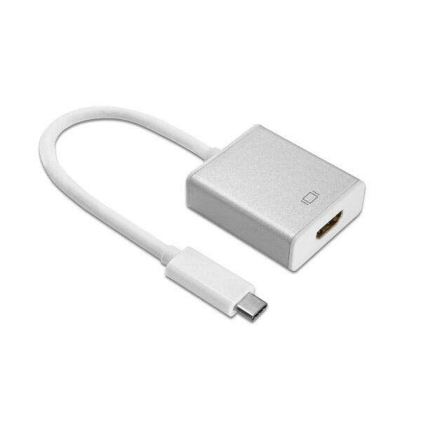 Перехідник-конвертер Type-C (M) - HDMI (F) TRY Plug кабель 0.2м сріблястий