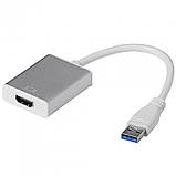 Перехідник-конвертер USB 3.0 – HDMI, TRY Plug, срібло, фото 3