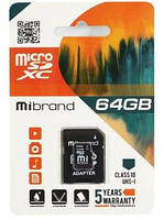 Карта Памяти Mibrand MicroSDHC 64gb 10 Class & Adapter