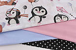 Набір тканин 40*40 з 4-х шт "Пінгвіни льотчики" №НБ-27, фото 2