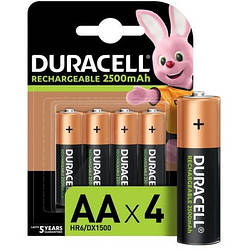 Акумулятори пальчик AA Duracell Rechargeable AA HR6 2500mAh 4шт