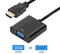 Перехідник-конвертер HDMI (M) - VGA (F), TRY, чорний