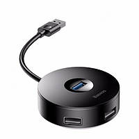 USB-хаб Baseus round box adapter USB to 4 USB Black