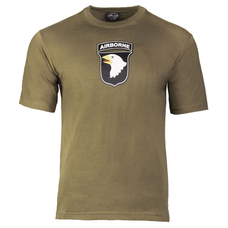 Футболка тактична з принтом 101st Airborne олива МІЛ ТЕК Німеччина (p.S, M, L, XL)