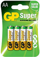 Батарейки GP SUPER ALKALINE 1.5V 15A-U4 Щелочные, LR6, AA 4 шт.