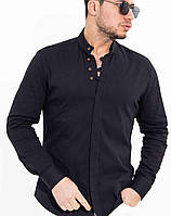Сорочка під кольоровий джинс чорного кольору з дизайнерсим коміром M, XL розмір MI-33