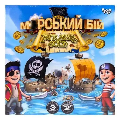 Настільна гра Морський бій. Pirates Gold Danko Toys G-MB-03U фішки кораблі дублони для дітей