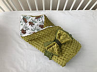 Демисезонный конверт-одеяло Baby Comfort с плюшем оливковый LL
